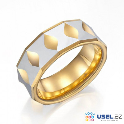 Мужское кольцо из карбида вольфрама золотое- Ликвидация